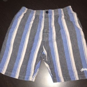 Gray, White, and Blue striped Shorts